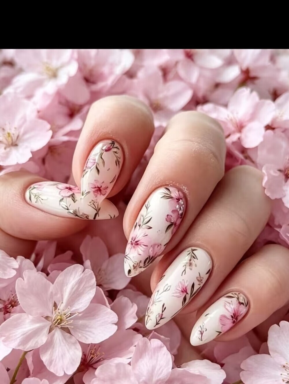 ๐ฅ3/$21 Floral Almond Press On Nails - Soft Pink & Cream